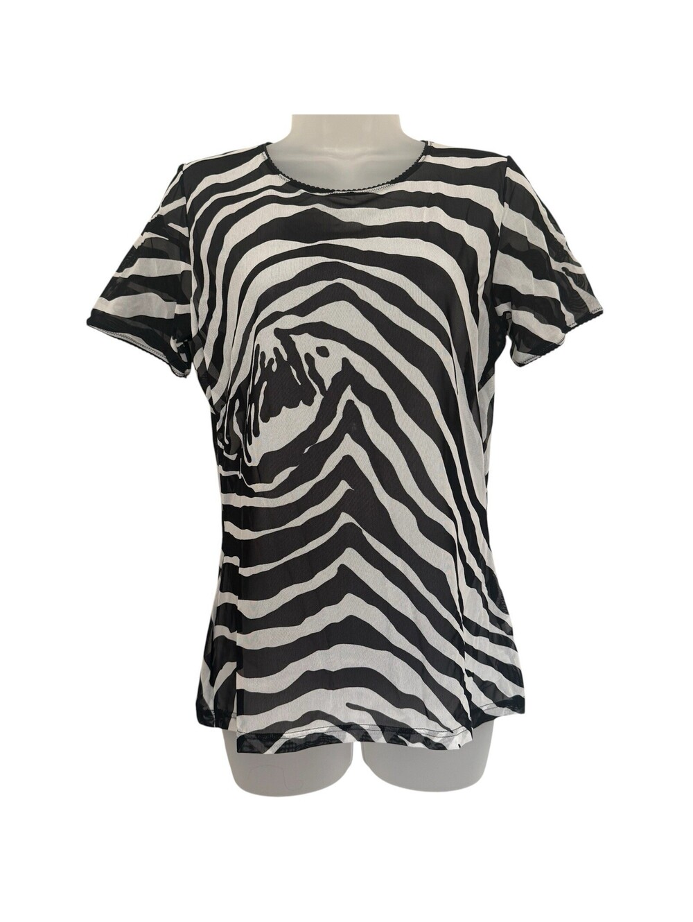 NWT Dolce & Gabbana Intimo Zebra Print Sheer Short Sleeve Top XL Vintage Y2K